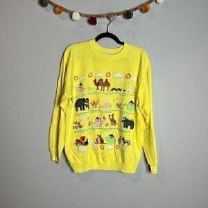 Vintage 1992 yellow Noah's Ark crew neck sweatshirt